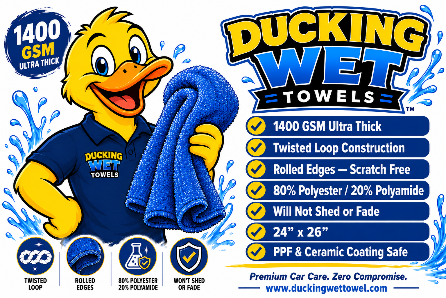The Ducking Wet Towel — 1400 GSM premium microfiber